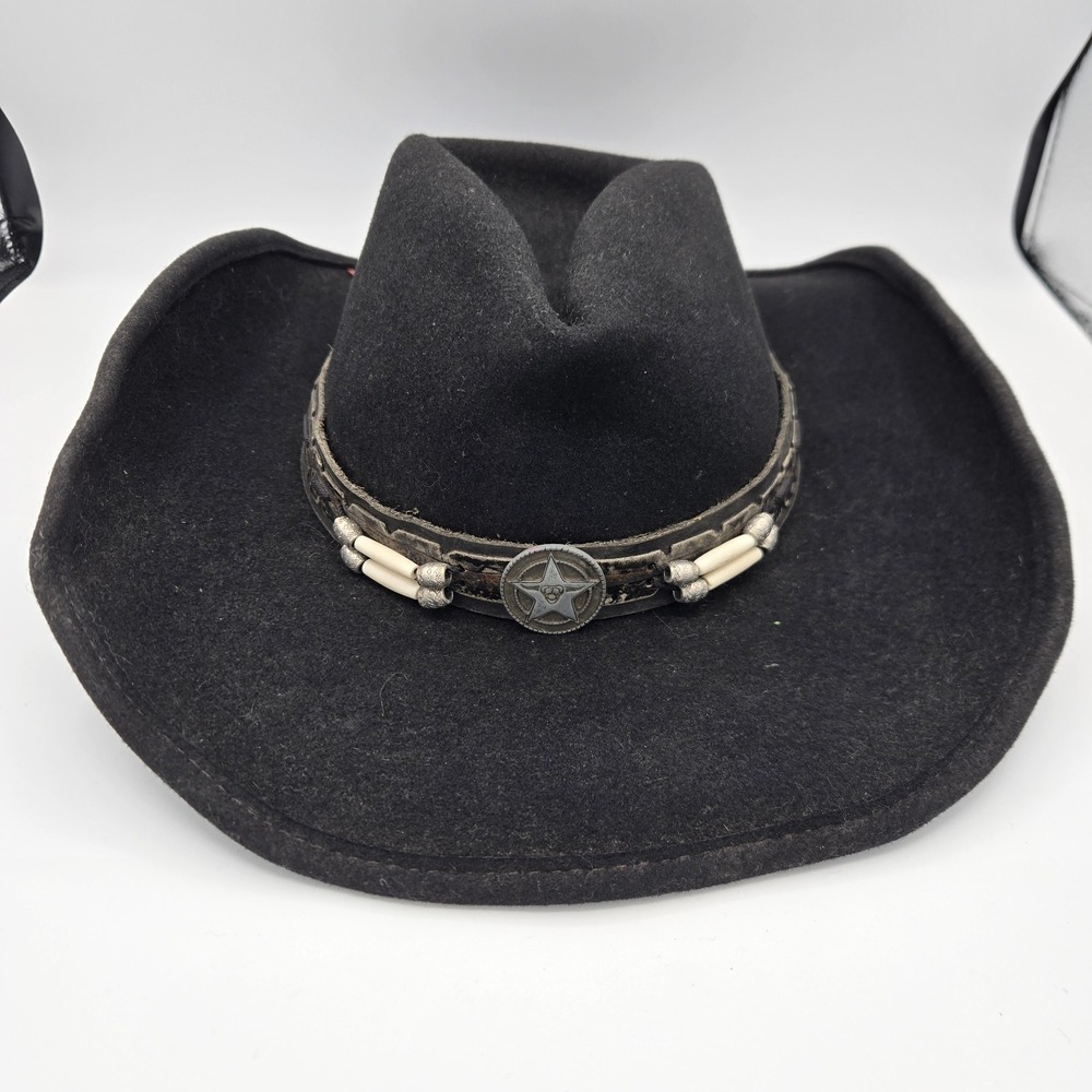 Vintage Bullhide Hat Co Skynard Black Wool Felt Western Cowboy Hat Size S